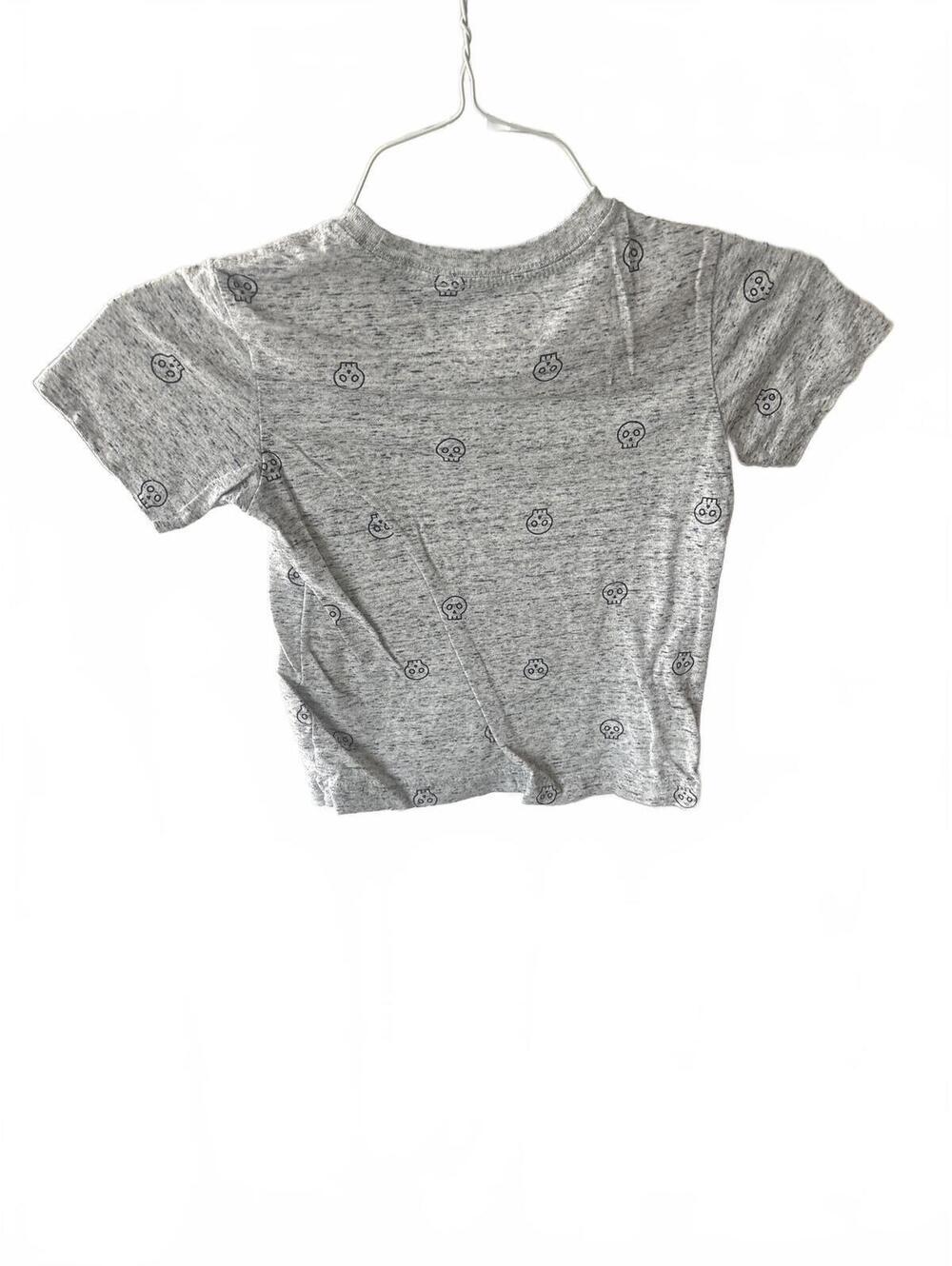Vintage Basic Editions Gray Skull Print Short Sleeve Shirt XS Size 4 5 Boys Kids - Picture 3 of 3